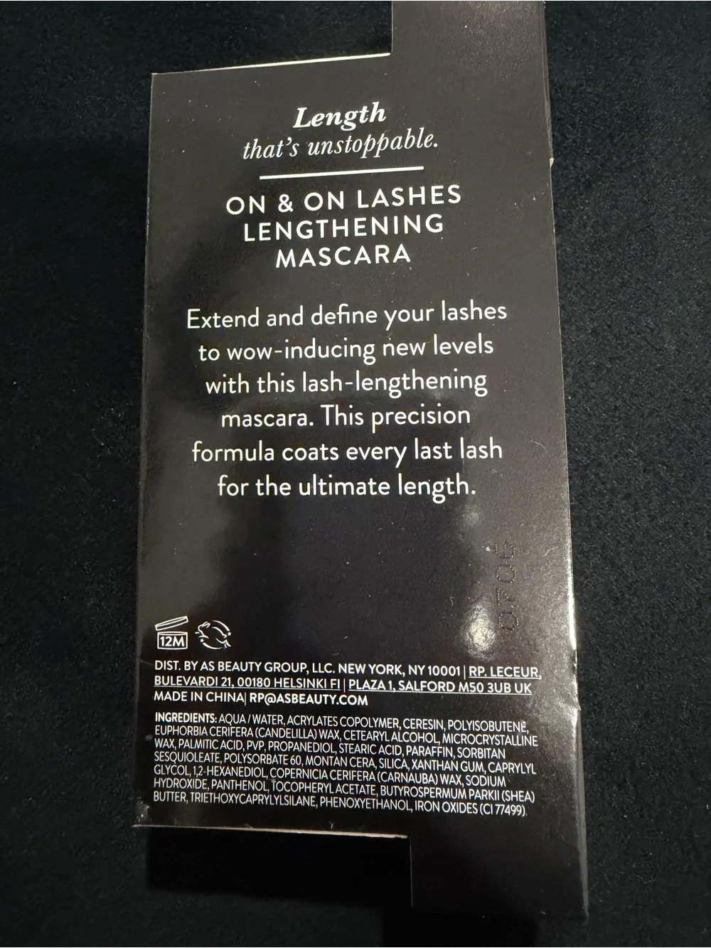 Laura Geller On & On Lashes Lengthening Mascara Black 0.3 oz NEW